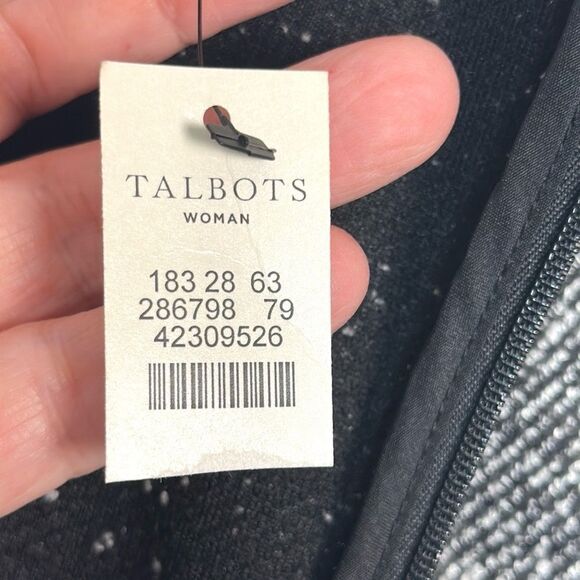 NWT Talbots Fit & Flare Dres Gray Black Tweed Leatherette Trim Knee Length 20W - Picture 12 of 14